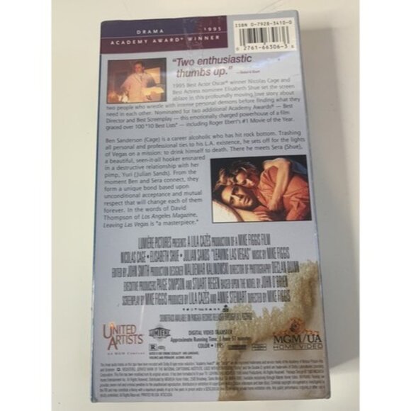 Leaving Las Vegas VHS 1997 MGM/UA Home Video Drama Nicolas Cage Elisabeth Shue A - Picture 3 of 4
